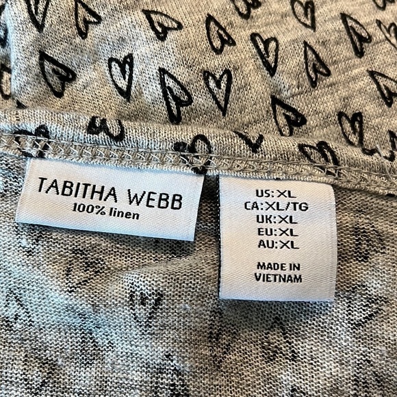 Tabitha Webb size XL 100% linen v- neck with heart motif extra soft and comf. - Picture 4 of 5